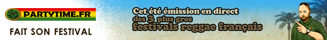 Party Time fait son festival-Cet été émission en direct des 3 plus gros festivals reggae français-Sélections, interviews, retransmission des lives-Party Time la web TV reggae de l'été-
Restez connectés sur www.partytime.fr